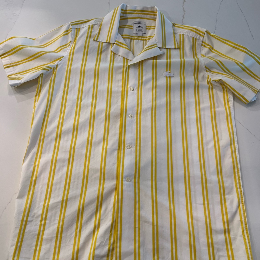 Lacoste L! Ve Unisex Striped Short Sleeve Size Small  new Cotton